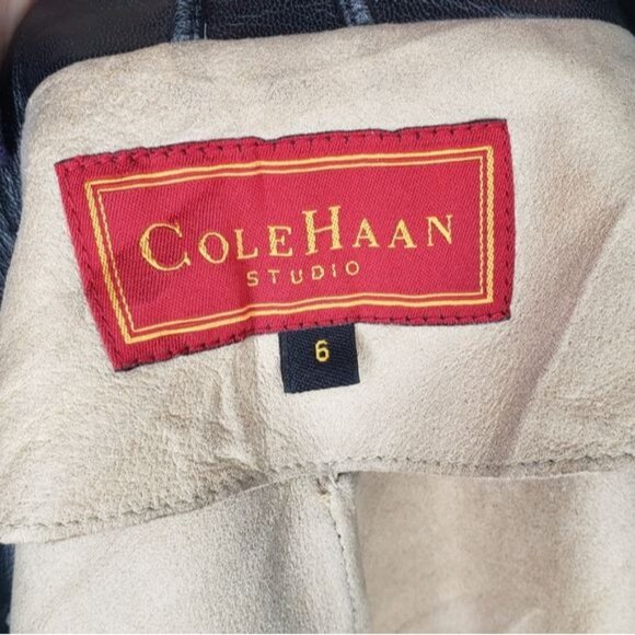 Cole Haan Soft Leather Raw Hem Blazer Size 6 - Picture 6 of 8